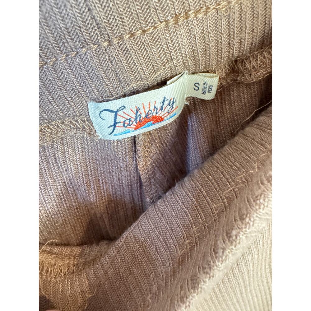 FAHERTY Roscoe Legend Rib Wide Leg Pants Sz Small Loungewear Cozy Light Brownie - Picture 3 of 12